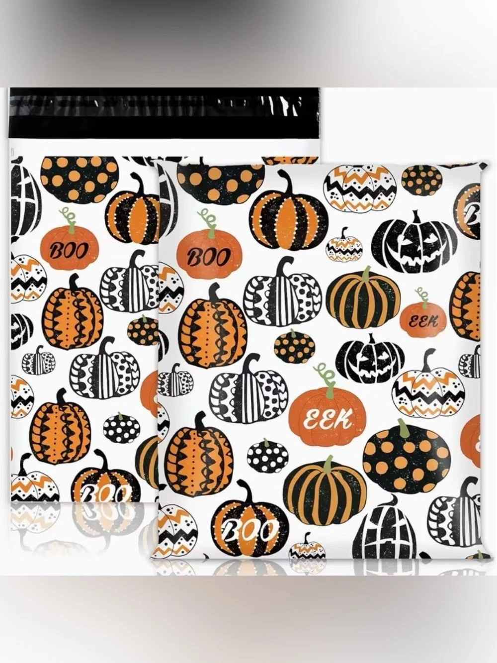 30 10” x 13” Halloween Decorated Pumpkins Eek Boo Poly Mailers